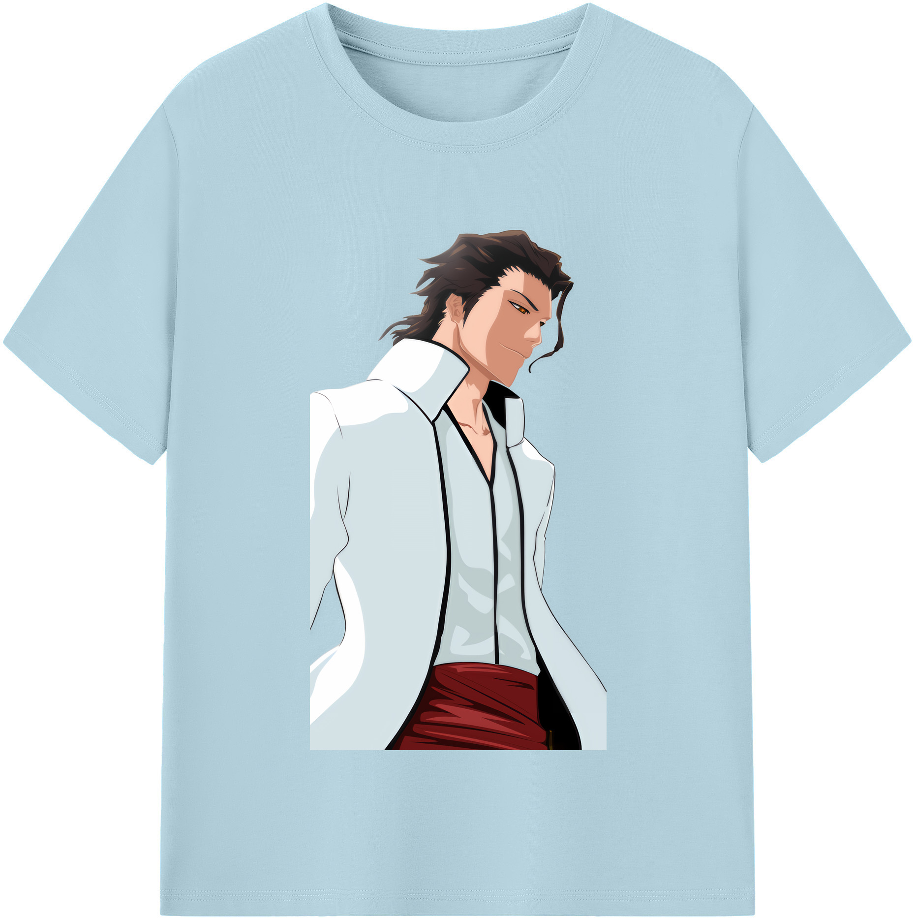 （画像用） ブリーチ 藍染 惣右介（あいぜん そうすけ） BLEACH Aizen Sousuke 綿100％半袖Tシャツ（フロントプリント）